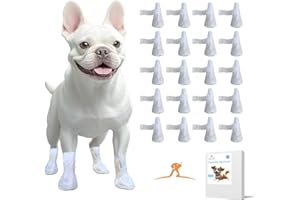 EALACRITAS Disposable Dog Booties, 20pcs Dog Paw Protectors, Durable Knit Design w/Secure Strap, Non-Absorbent, S/M/L for Small & Medium Dogs (M)
