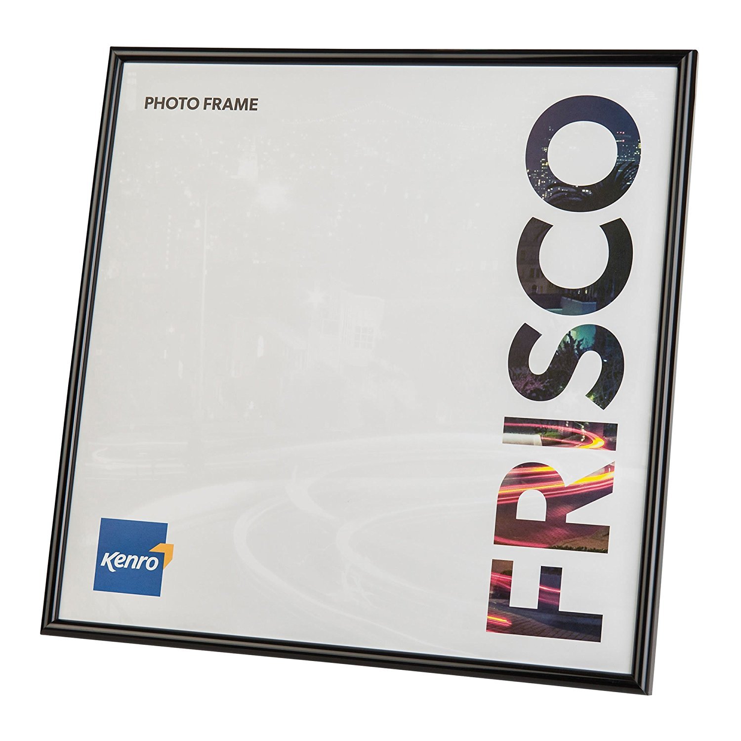 Kenro Frisco Plastic Picture Frames (Box of 1) - 12x12 Inch / 30x30cm Wall Hanging Stylish Photo Frame with Glass Front - Black