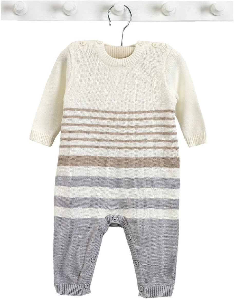 Natures Purest Stripe Organic Cotton All In One Grey & Mink Striped 3-6 mths