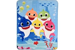 Baby Shark Kids Fleece EXPRESSIONS Throw Blanket – 50 x 60 inches Soft Plush Throw for Boys & Girls – Warm, Lightweight, Todd