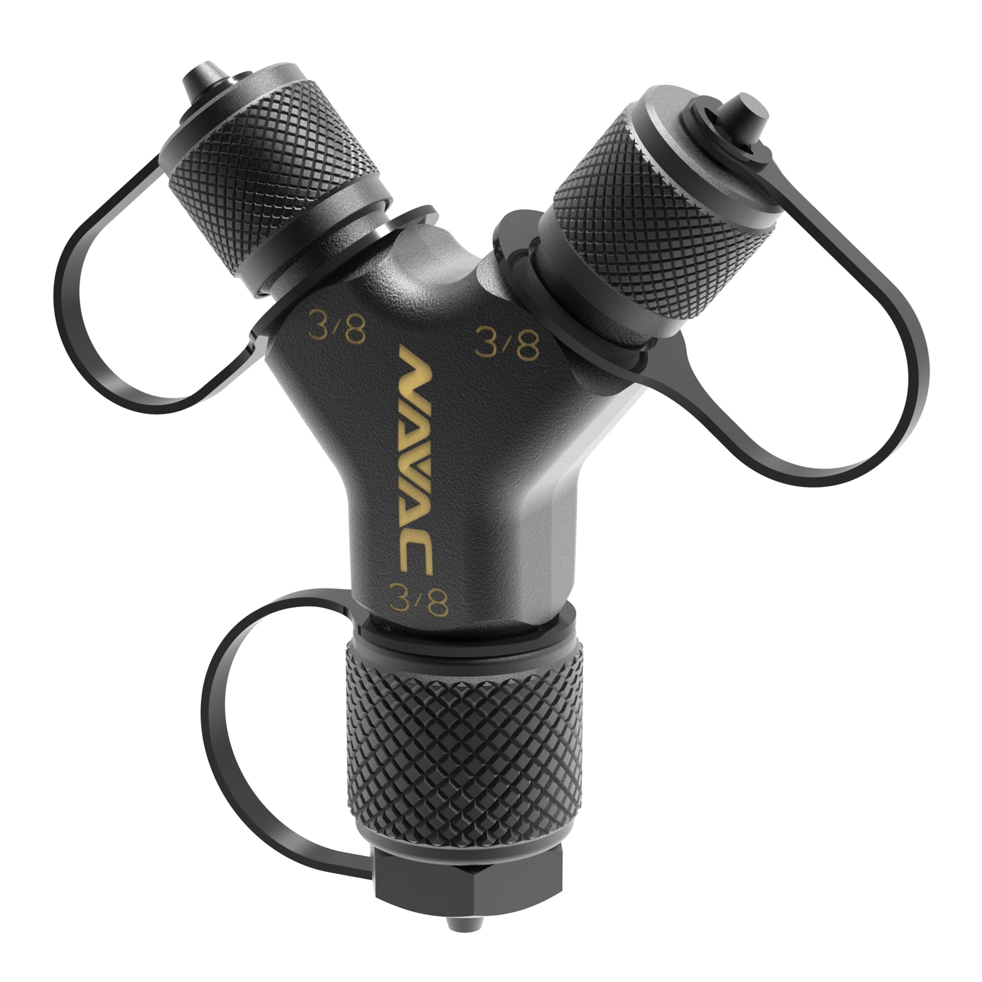 Photo 1 of NAVAC F1028 Rapid-Y Connection Fitting for Faster Evacuation and Recovery - Solid Brass Y-shaped Adapter - Large Internal Diameter - 2-way Hose Splitter for HVAC - 2 x 3/8? to 1 x 3/8?