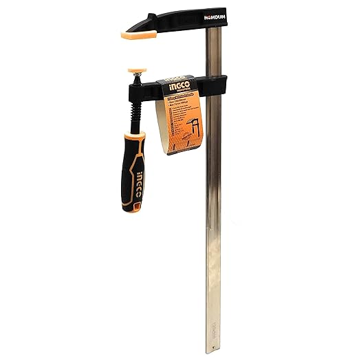 Homdum 20 inch Steel f clamp ingco 500 mm x 120 F Clamp with Rubberized Handle and Surface Protection PVC Cover for Better Grip Metal F Clamps for Woodworking Glass and Welding Works.