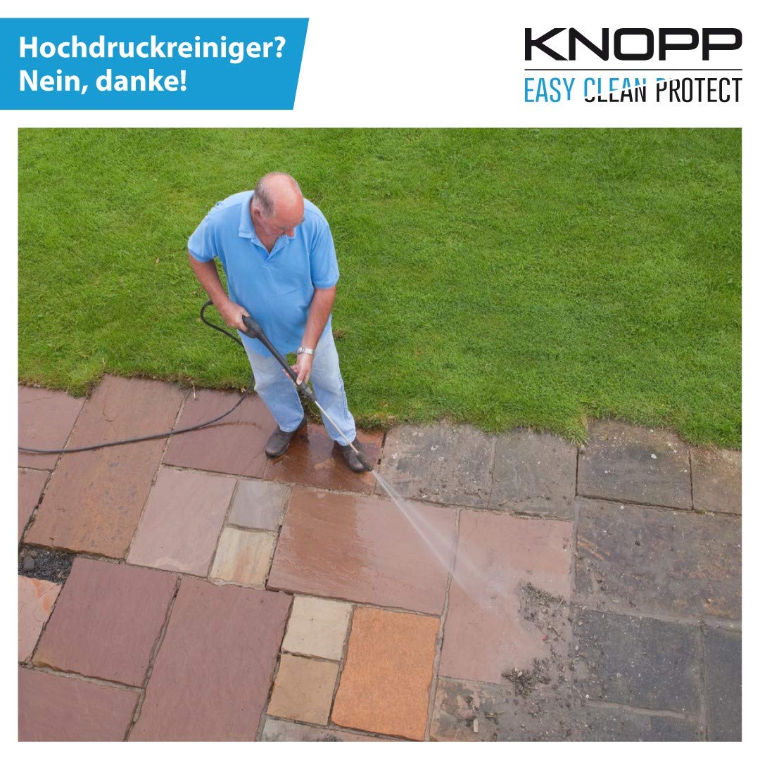 KNOPP Flechtenentferner, Flechtenex, Terrassenreiniger, Pflastersteinreiniger, Waschbetonplattenreiniger, Grünbelagentferner, Algenentferner, Algenvernichter, Steinreiniger; gebrauchsfertig, 1l 7