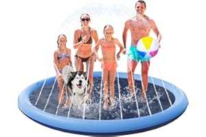 STUDESK Splash Pad,97in Extra Large Anti-Slip Splash Pad for Kids Dogs, Thickened Water Sprinkler Play Mat Fun for Kids Toddler,Summer Outdoor Water Toys Baby Kiddie Dog Pool for Backyard