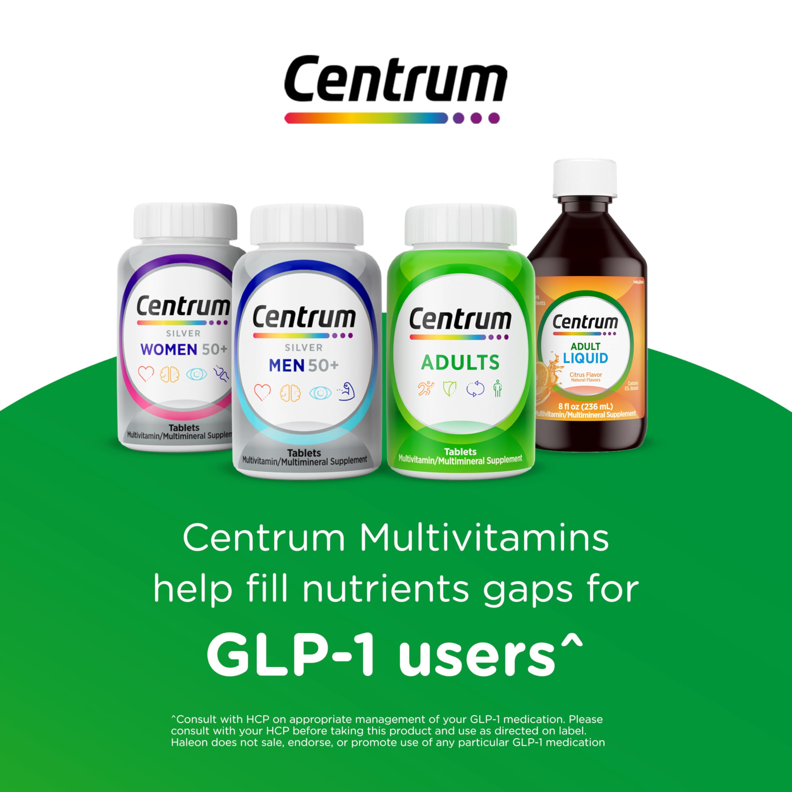 Centrum Minis Silver Multivitamin for Men 50 Plus, Multivitamin/Multimineral Supplement, Vitamin D3, B-Vitamins and Zinc, Non-GMO Ingredients, Supports Memory and Cognition in Older Adults - 280 Ct