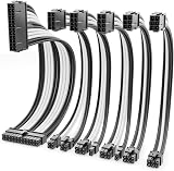 deleyCON 6pc PSU Cable Set 30cm ATX Motherboard PCI Express Cable Management view 1