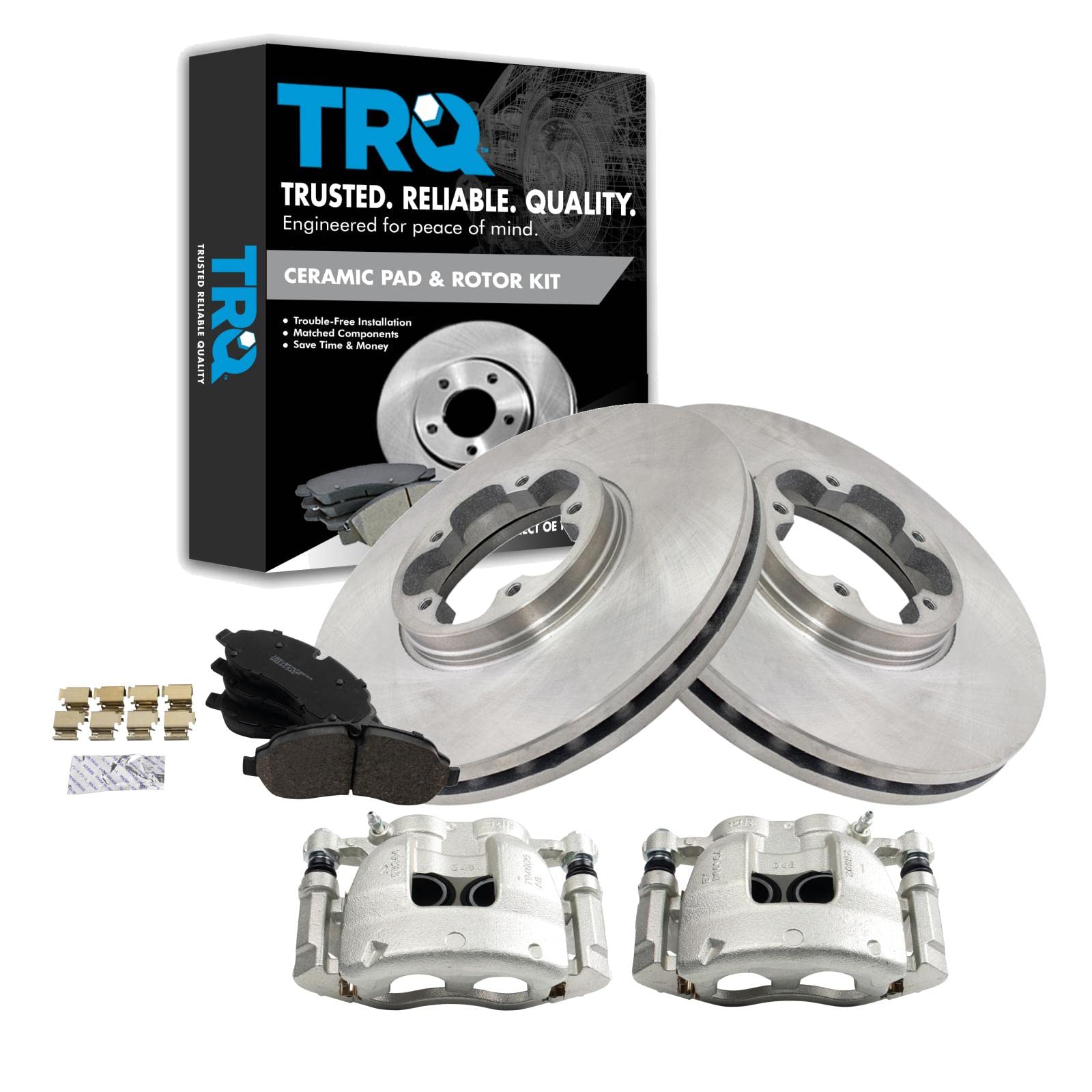 TRQ Front Brake Pad & Rotor Kit Brake Caliper Brake Pads Brake Rotor ...