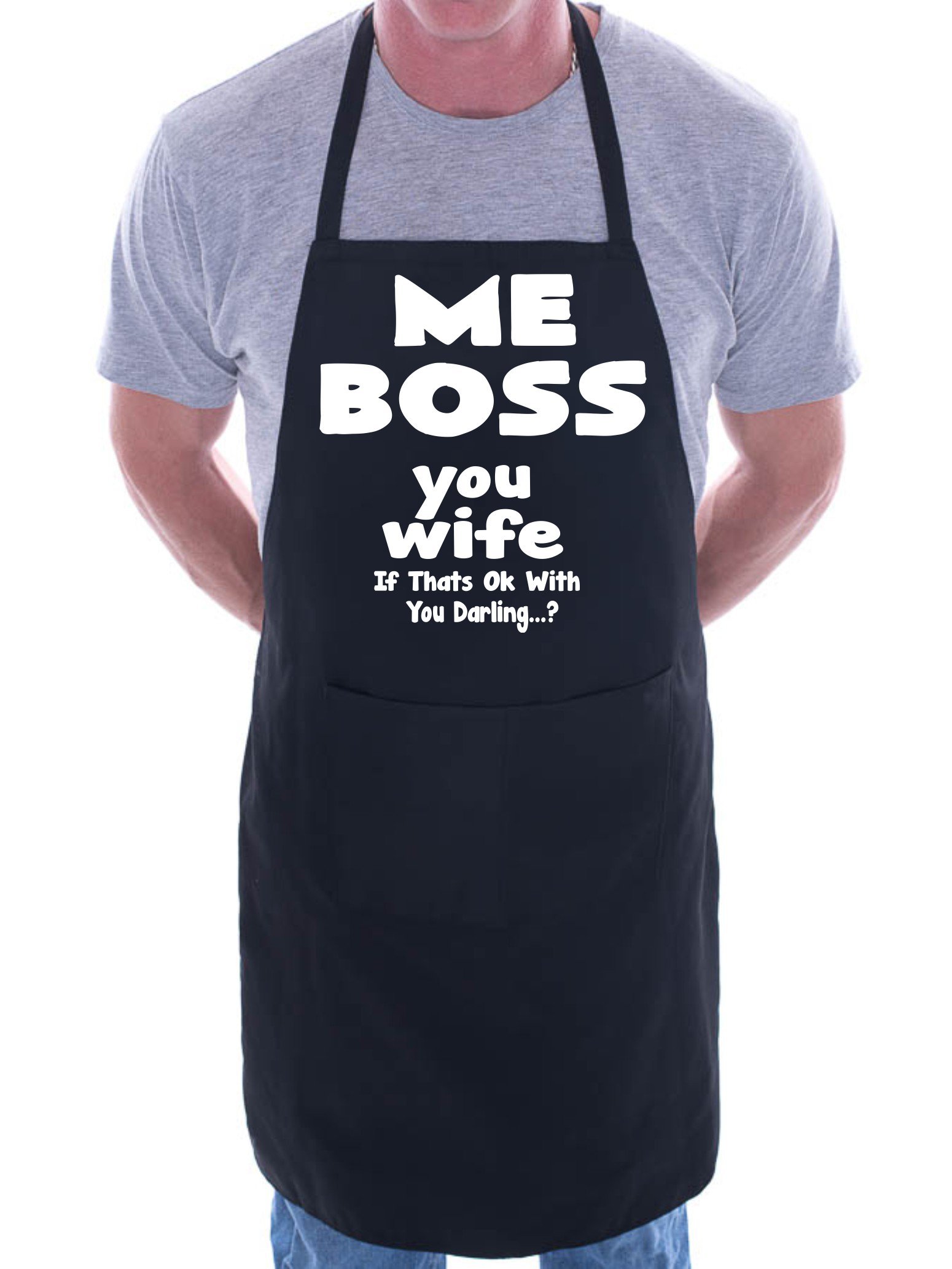 Print4U Me Boss You Wife BBQ Cooking Funny Novelty Apron Black