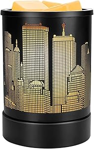 Enaroma Wax Melts Warmer Scented Wax Tart Warmer Black Metal New York Urban Architecture Design Wax Oil Burner for Home Decor