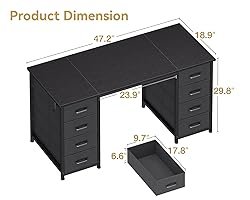 ODK 48 Inch Computer Desk with 8 Fabric