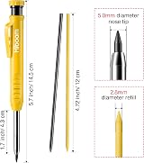 Hiboom 2 Pack Carpenter Pencil with 14 Refills Long Nosed Sharpener Black Yellow view 3