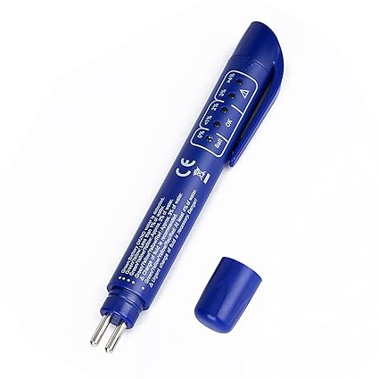 Hakkin Bremsflüssigkeitsprüfer Bremsflüssigkeitstester Prüfgerät Tester Brake Fluid mit 5 LED Anzeige(Blau)