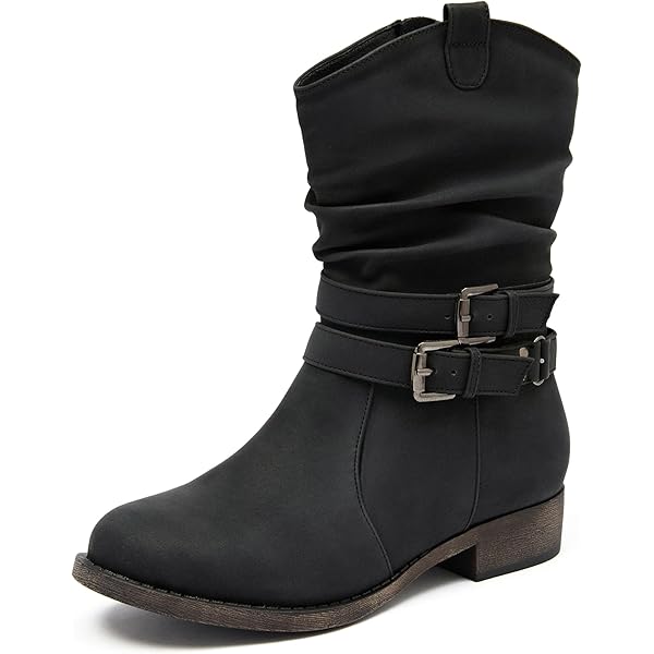 Women's Mid Calf Boots Low Heel Leather Dressy