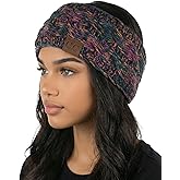 Funky Junque Winter Headbands for Women – Warm Head Wraps, Earmuff Style Ear Warmers, Cozy Headwrap for Running, Womens Outdoors Gear & Accessories - 4 Tone Mix - Black, Purple, Orange, Teal
