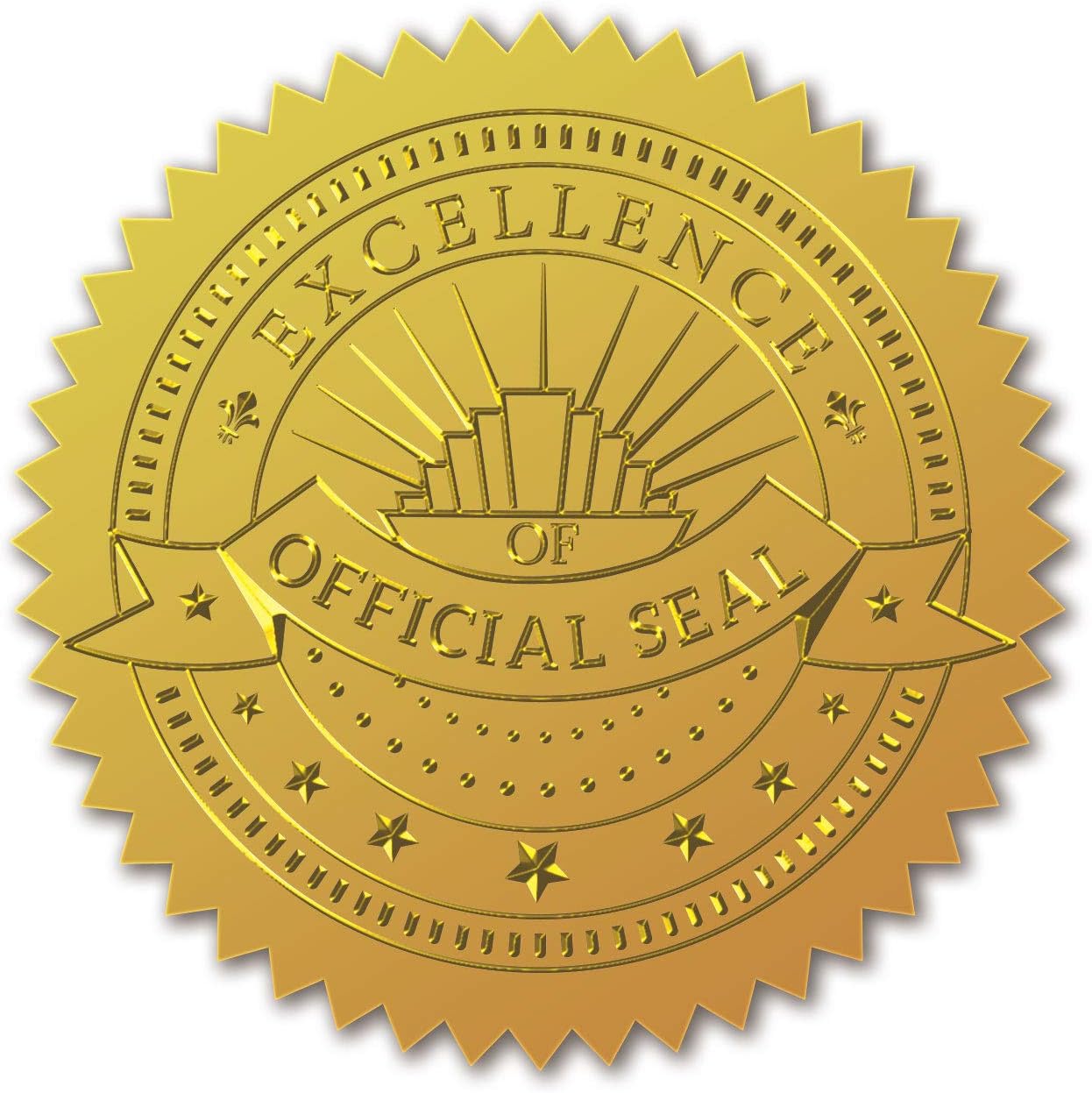 CRASPIRE 100pcs Embossed Gold Foil Certificate Seals Self Adhesive Stickers Medal Decoration Stickers Certification Graduation Corporate Seals Notary Seals Envelopes(EXCELLENCE OFFICIALA SKAL)