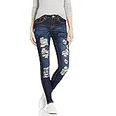 Jack David Womens Distressed Denim Jeans Ripped Blue Skinny Destroy Stretch Jean Pants (9, Jack David JD-R65B- Blue)