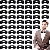 JIEYAO 50 Pack Black Bow Ties for Men, Pre-Tied Adjustable Satin Bow Ties Formal Tuxedo Bowties for Wedding Party