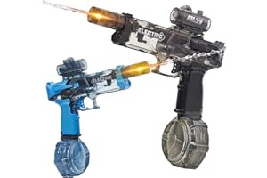 HOUSCLY Electric Water Gun for Adults Kids: Squirt Gun, Automatic high Powered Pressure Blaster watergun with Realistic Led Muzzle Flame,Perfect Summer Gift Toys for Age 8-12