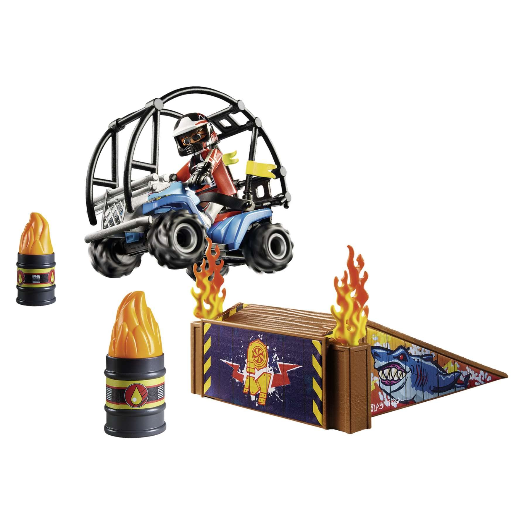 Playmobil Stunt Show 70820 Starter Pack – Quad with Fire Ramp, Toys for Children Ages 4+