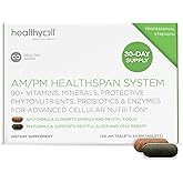 HealhtyCell AM/PM Healthspan System - 90+ Vitamins, Minerals, Protective Phytonutrients, Probiotics & Enzymes for Advanced Cellular Nutrition - 60 AM Tablets & 60 PM Tablets