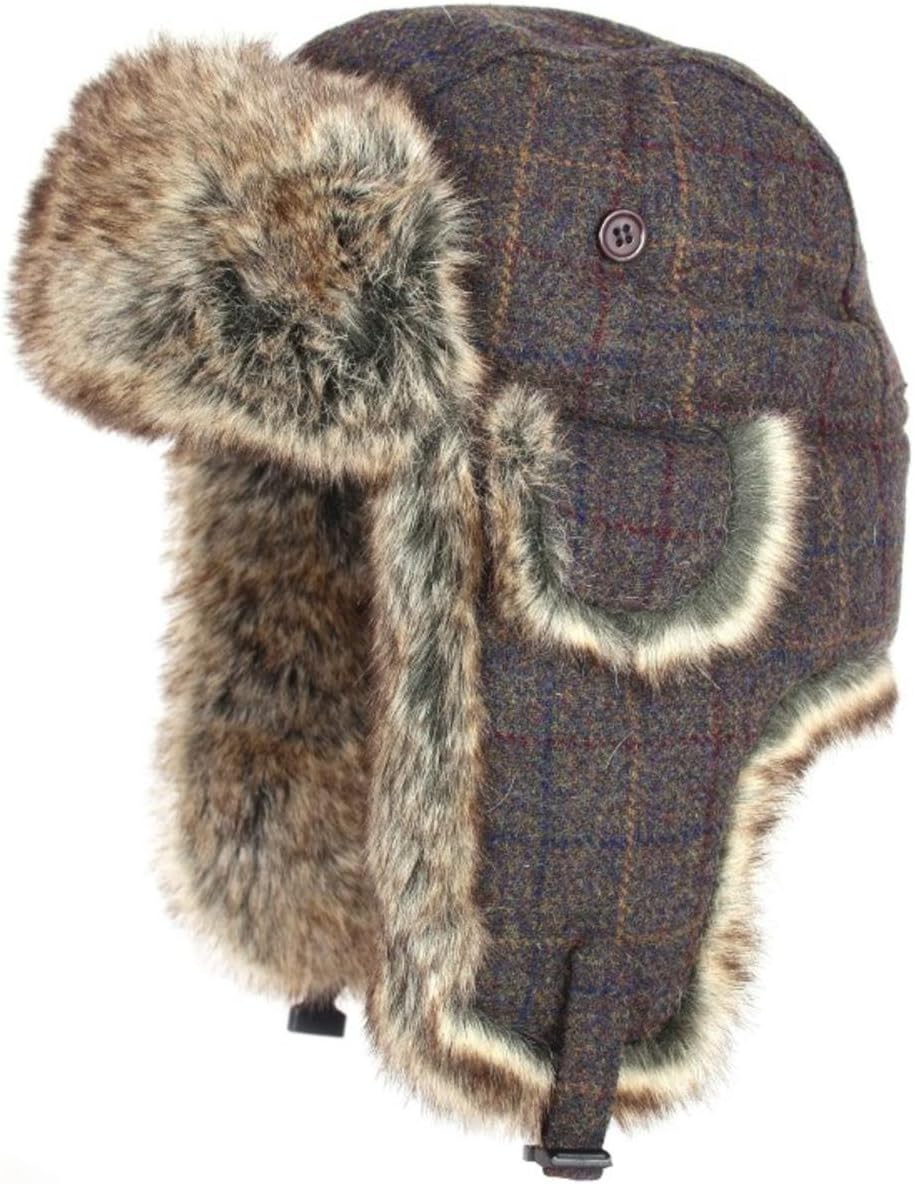 Jack Pyke Wool Blend Trapper Hat Brown Check 61 Brown