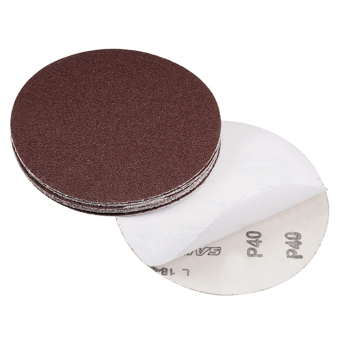 sourcing map 6" PSA Sanding Discs 40 Grit Self Stick Aluminum Oxide Sandpaper for Random Orbital Sander Wood Metal Auto Dry Polishing 10pcs
