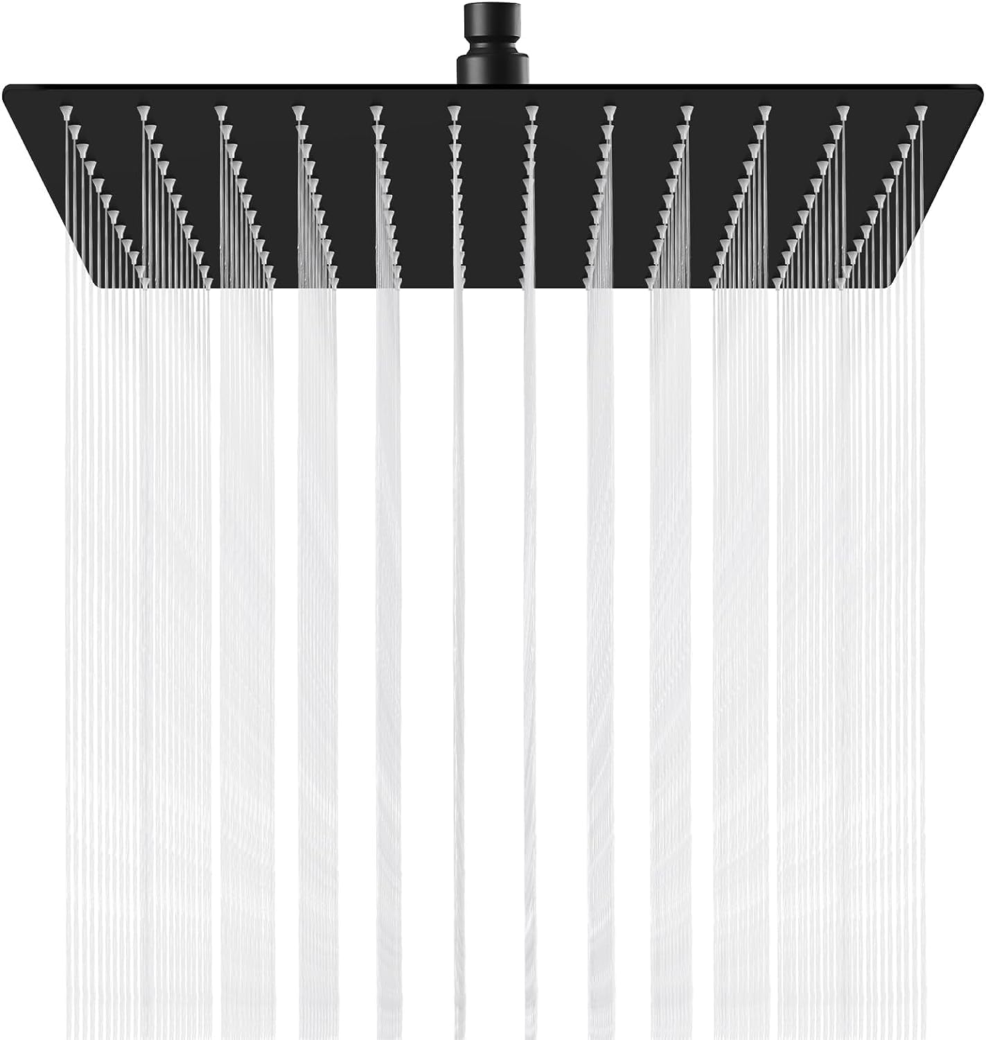 Rainfall Shower Head, AUGIRKI Square 12 inch Large Overhead Fixed Rain Showerhead with Angle Adjustment, Stainless Steel 304 with Matte Black - Standard Fitting, Easy Replacement
