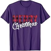 Merry Christmas Gift Family Xmas Red Buffalo Plaid Woman T-Shirt
