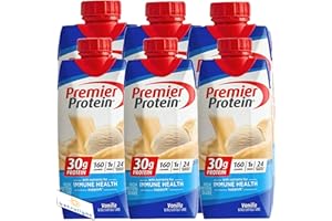 Premier Protein Shake| Variety Pack of Chocolate, Vanilla, Caramel, Cafe Latte, Strawberries |30g Protein, 1g Sugar, 24 Vitamins & Minerals, Nutrients to Support Immune Health| Plus BETRULIGHT Fridge Decal - 11 Fl Oz (Pack of 6) (Vanilla)