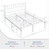 Yaheetech Double Metal Bed Frame 4ft6 with Headboard Footboard White view 9