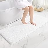 Disolla White Bathroom Rugs 24x48 Non Slip Fluffy Bath Mat for Bathroom Floor Washable Plush Luxury Bath Rug for Tub Soft Shaggy Absorbent Shower Sink Mat