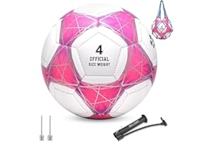 STEEFAN Teal/Blue/Pink Soccer Ball Size 4 for Kids Outdoor Play,Color Change Soccer Official Ball Needles and Air Pump,Gift I