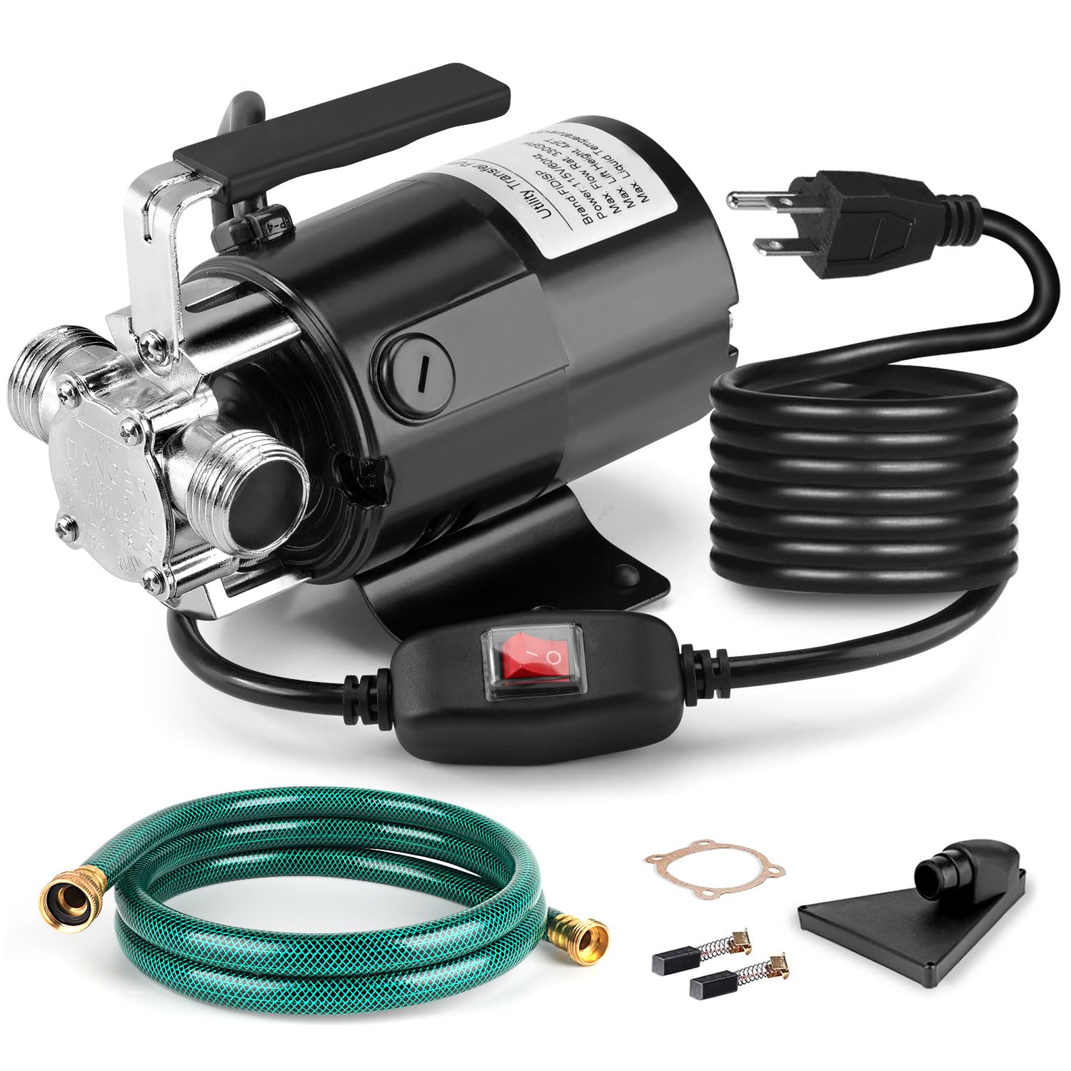 Photo 1 of FIDISP Water Transfer Pump, 115V 1/10HP Electric Utility Pump with On/Off Switch 1 * 6ft Water Hoses Kit for Removing Water from Garden Pools Aquariums Hot Tub Draining 1/8’’ Low Suction