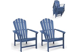 Mguio Adirondack Chairs Set of 2, Stackable Adirondack Chair for Relaxing, Composite Adirondack Chairs, Outdoor Fire Pit Chairs Set of 2 for Lawn Porch Deck