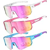 QALLY Kids Sunglasses Youth Baseball Softball Sunglasses for Girls Boys Age 4-14 UV Protection Sports Kids 3 Pack