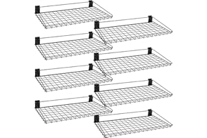 BeapTcely 8 Pcs Slatwall Wire Shelf, 24 x 12 Inch Metal Slat Wall Shelves Heavy Duty Slat Wall Shelf Organizer Slatwall Shelving Accessories for Garage, Home (8, 23.6" x 11.8")