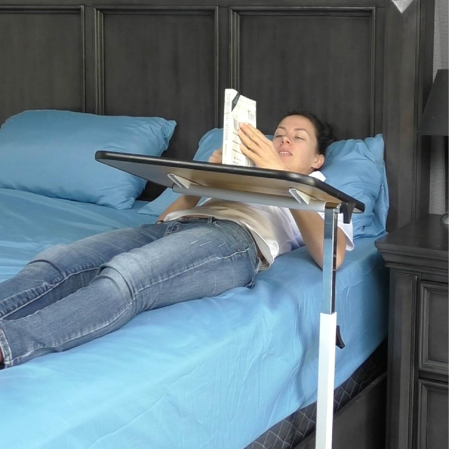 Overbed Table by Vive Swivel Tilt Top Rolling Tray Table