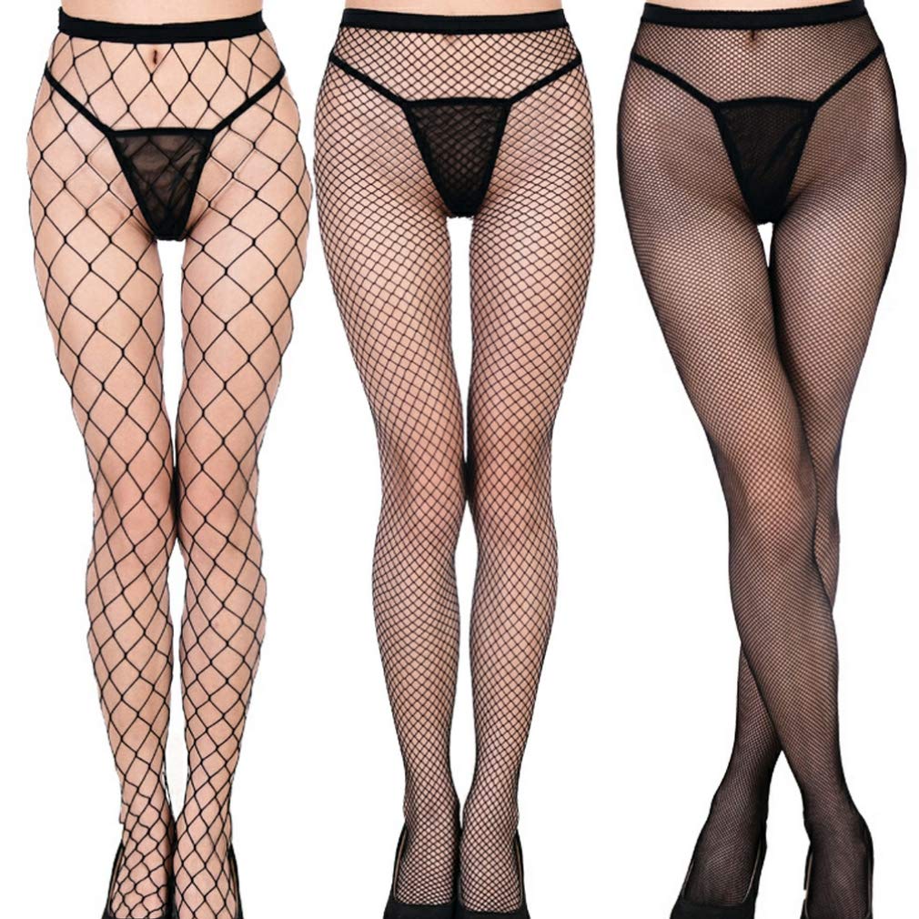 ENJOYNIGHT 3 Pairs Women's Hollow Out Fishnet Pantyhose Hight Tights (Type1)