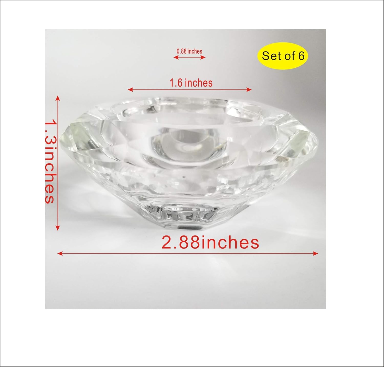 AiFanS Glass Tealight Holders Centerpiece,Crystal Candle Holders Set,Candlesticker Holder for Table(Clear,7.5cm,Set of 6): Kitchen & Dining