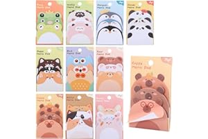 Jspupifip 10 Pack Cute Sticky Notes 450 Sheets Animal Note Pads Self-Adhesive Sticky Memo Cute Stationary Mini Cartoon Notes 