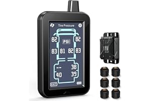 GUTA RV Tire Pressure Monitoring System, Tire Pressure Monitor System with 4.3" Touchscreen Color LCD Display, TPMS with 6 Sensors & 6 Alarm Modes, Signal Booster, 0-188PSI for RV/Trailer/5th Wheel