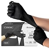 Disposable Black Nitrile Gloves X Small 100 Count
