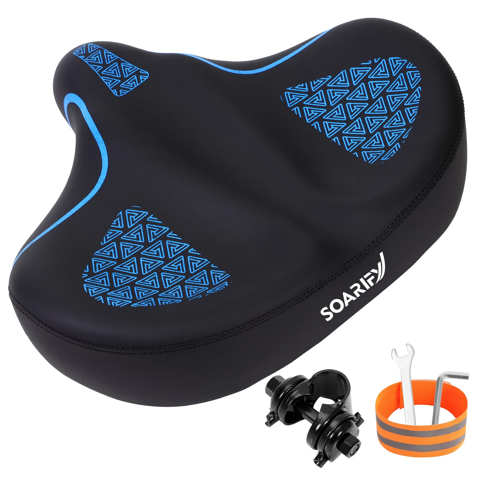 Photo 1 of *USED*SOARIFY Comfort Bike Seat, Bicycle Seat for Men Women,Waterproof Bike Saddle Replacement for City Bikes, Exercise Bikes, Cruiser, City Bikes (Black+Blue)