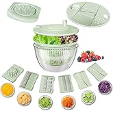 Airpro Salad Spinner Large, Vegetables Fruits Wash Spinner Bowl,Lettuce Spinner Dryer with 5 Blades,Egg Yolk Strainer Slicer 