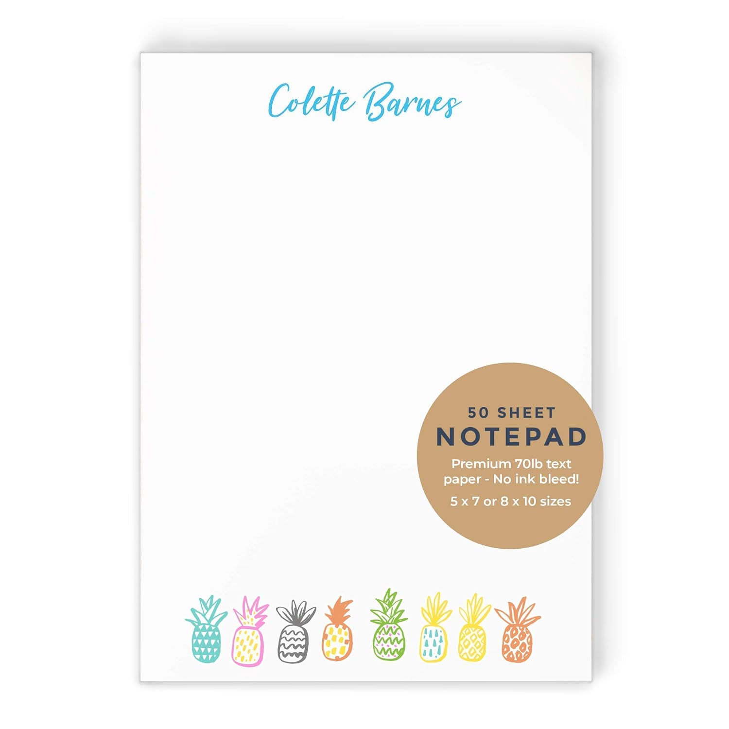 PLAYFUL PINEAPPLE NOTEPAD Personalized Colorful Bright