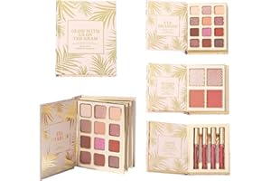 Makeup Palettes - 12 Colors Eyeshadow Makeup,Book-Style Glitter Eyeshadow Palette with 4 Blush and 4 Lipstick | for Women Tra