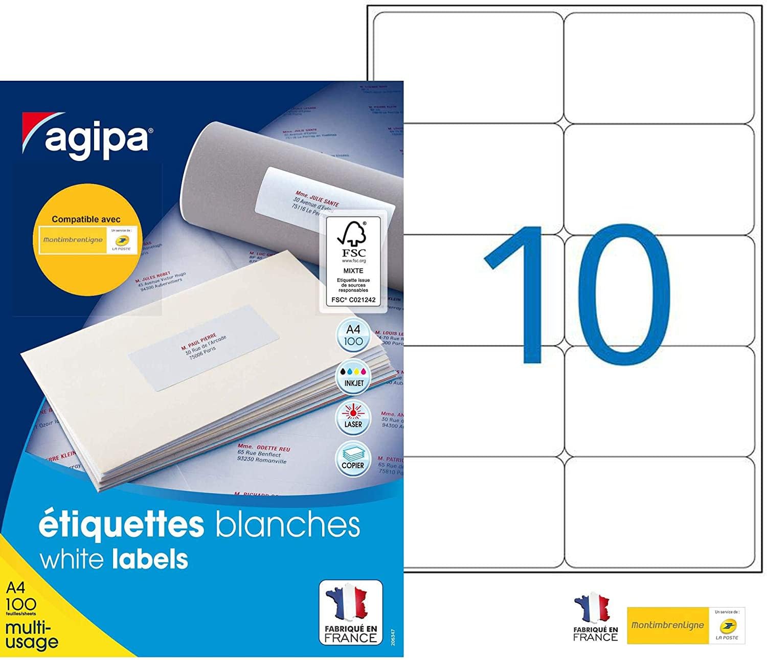 Agipa 100982 Multi Use Pack of 1000 Labels 99.1 x 57 mm Rounded Corners White