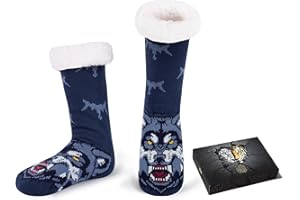 HERYEBING Mens Fuzzy Slipper Socks with Gift Box - Cozy Warm Non-Slip Funny Indoor Christmas Socks Gift for Men