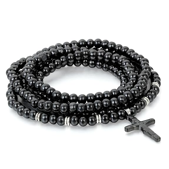 Flongo Tibetische Buddhistische Gebetskette Buddhismus Rosenkranz Kette Mala Armband Perlenarmband Jesus Christus Kruzifix Kr