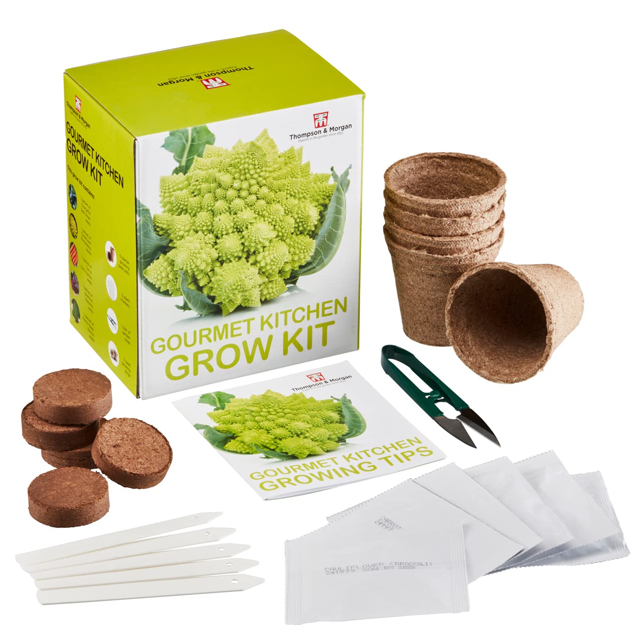 Gourmet Kitchen Vegetable Seed Growing Kit Grow Your Own – Courgette, Cauliflower, French Bean, Carrot and Beetroot Seeds with Growing Equipment, A Perfect Gardeners Gift by Thompson and Morgan